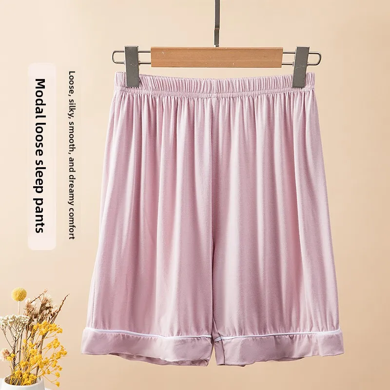 الصيف Spwear المرأة فضفاضة تناسب مشروط القطن الحرير orts المنزل الترفيه رقيقة خمسة أرباع السراويل بنطال ذو قصة أرجل واسعة عالية الخصر