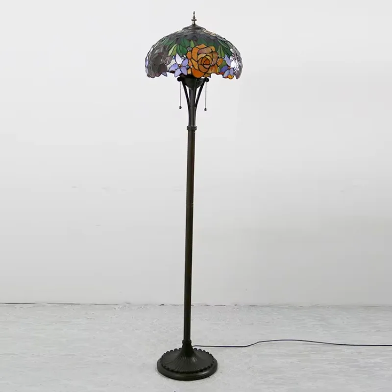 

16W rose jewelry stained glass, Tiffany style floor lamp resin base