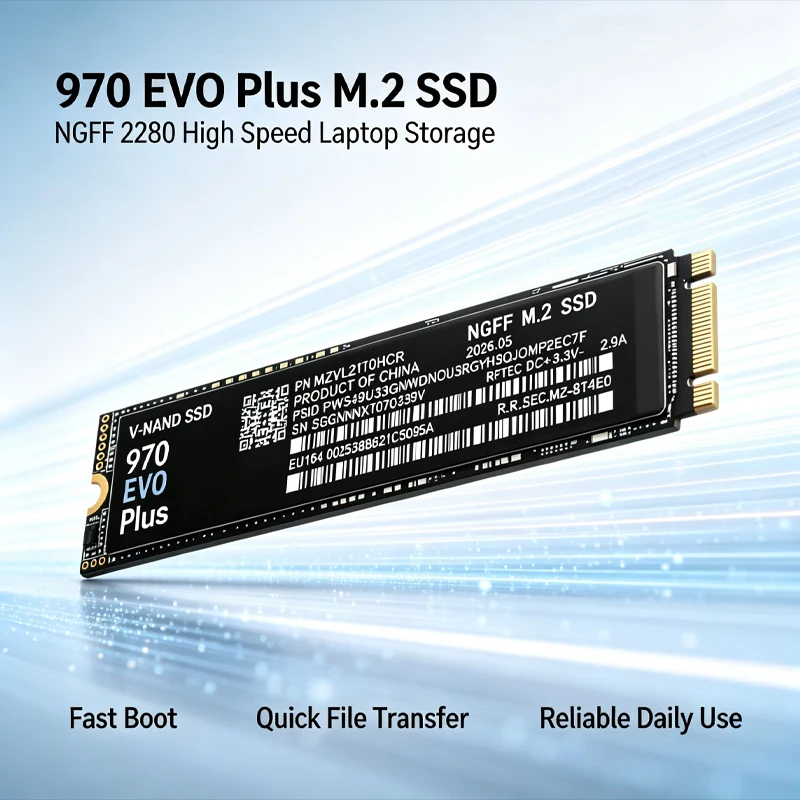 970 EVO PLUS M.2 2280 NGFF PCIe 3.0 SSD Up to Internal Solid State Drive 4TB For Laptop Desktop Gaming PC Storage
