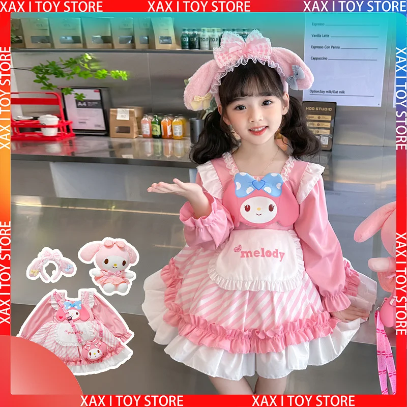 2023 New Sanrio Women Children's Spring And Autumn Lolita Princess Dress Baby Girl Western My Melody Dress Birthday Formal Dress