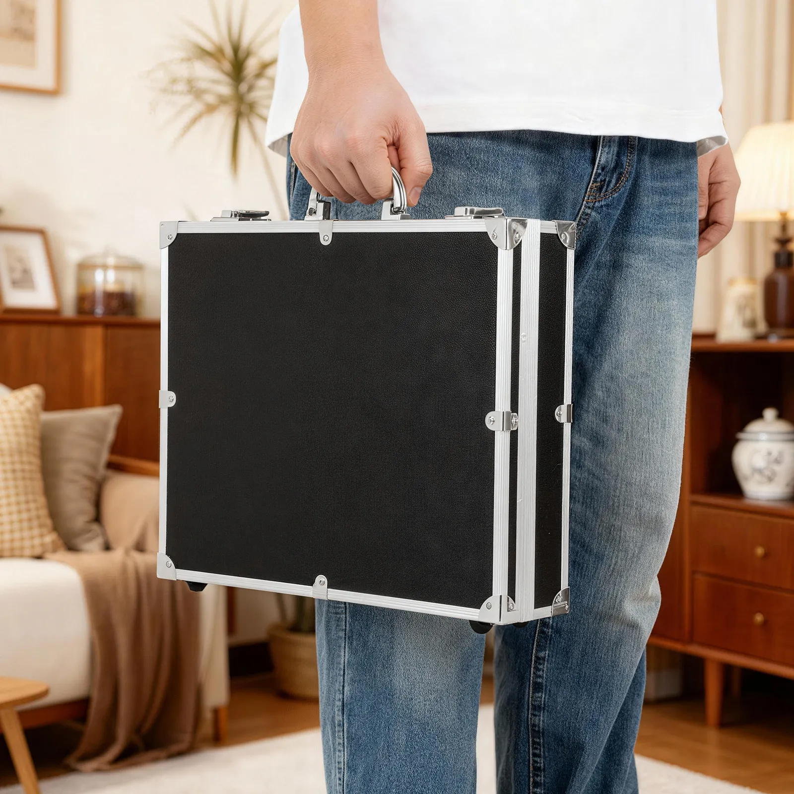 Lockable Aluminum Alloy Tools Box Portable Large Capacity Storage Case Multifunctional Tool Container Travel