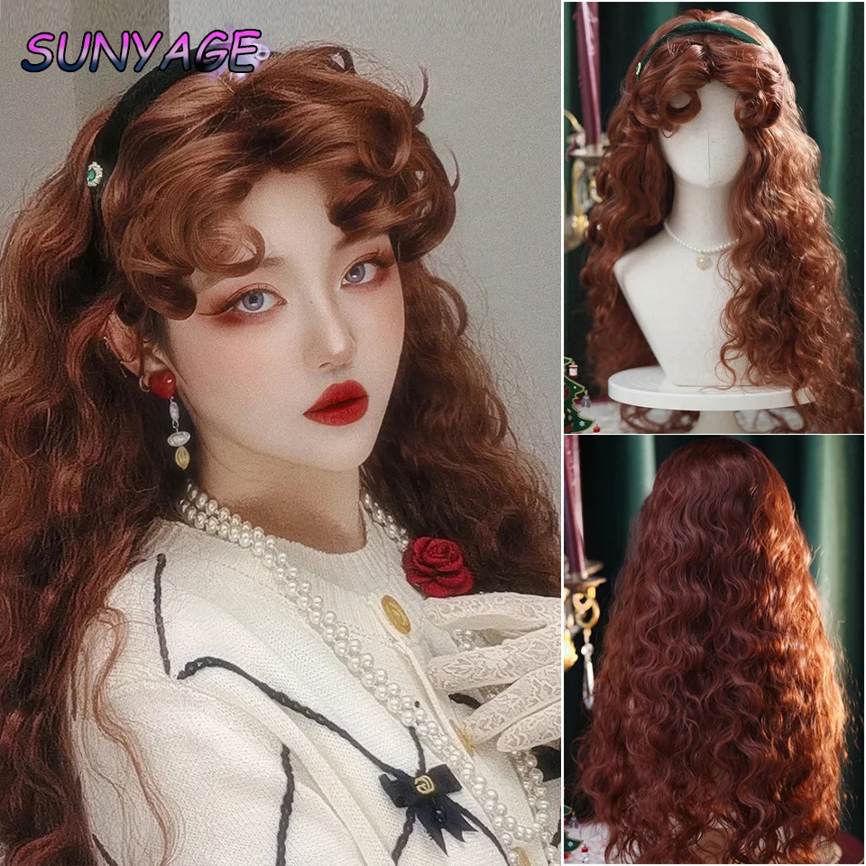 

SUNYAGE Curly Witch Halloween Fluffy Wool Roll Retro Roll Lolita Silver White Heat Resistant Party Wig