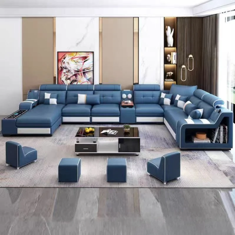 Living room simple and fashionable size apartment multi-functional leave-in technology cloth fabric sofa combination