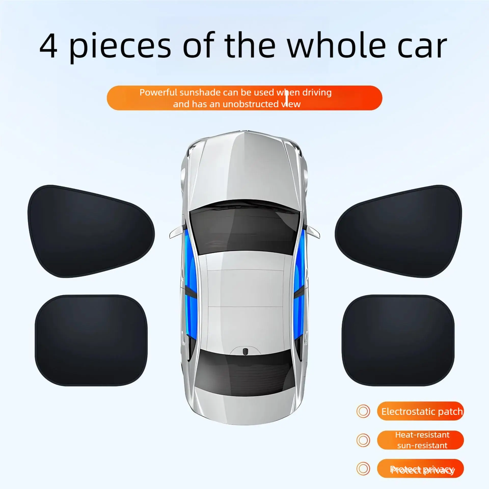 Summer Electrostatic Sun Visor for Car Side Window 4-Layer Sun Shade Curtains Anti-Glare 99.99% UV-Blocker Auto Internal Parts