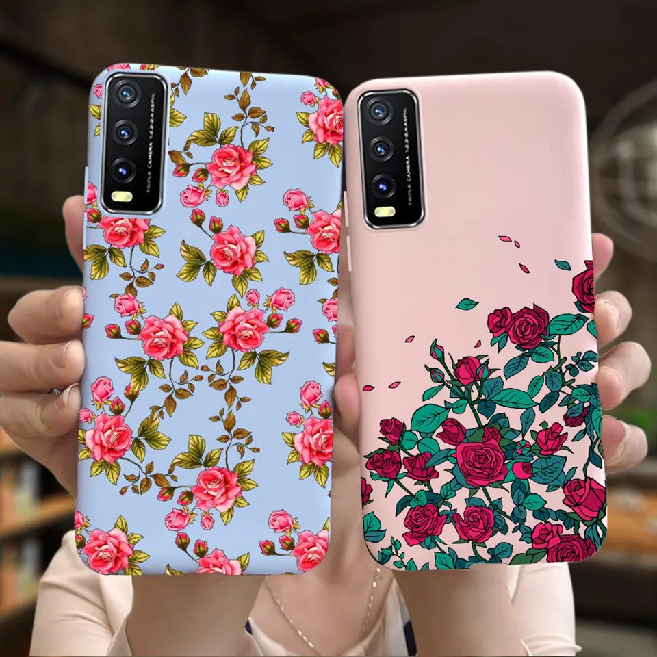 For Vivo Y12s Y11s Case Rose Flower Beautiful Soft TPU Silicone Back Cover For Vivo V2027 Funda