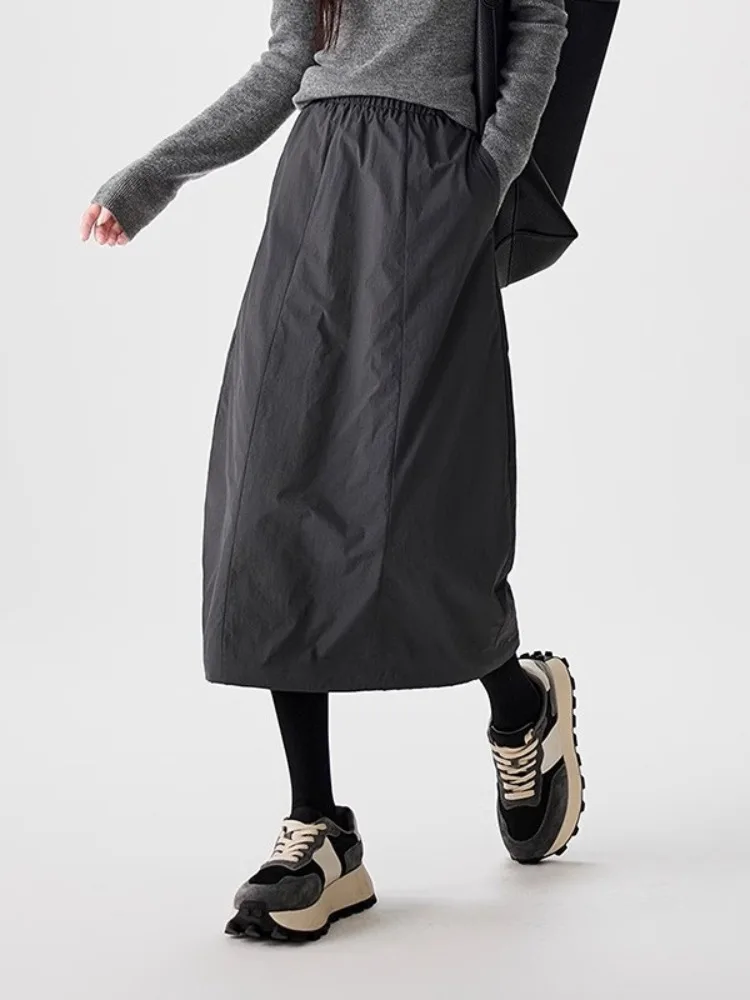 

Women Y2k A-line Skirt Harajuku Grey Skirts Aesthetic Vintage Harajuku Korean Female Fashion Black Long Skirt 2000s Clothes