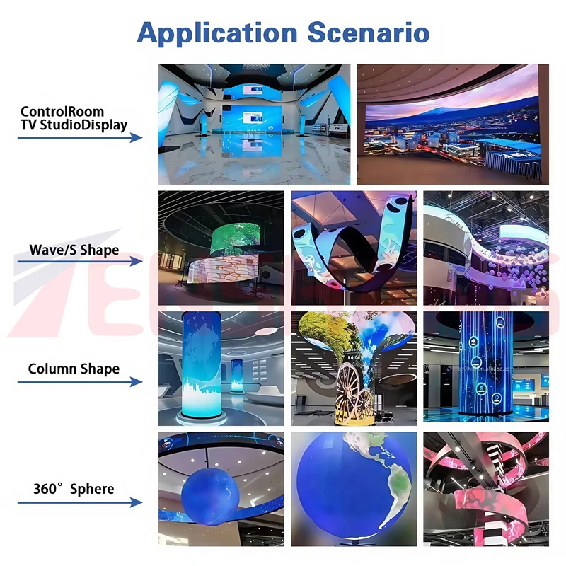 شريط التصميم KTV خلفية المسرح الإبداعية قابلة لإعادة الاستخدام لوحة Led قابلة للطي قوس انحناء شاشة Led داخلي Led شاشة مرنة #4