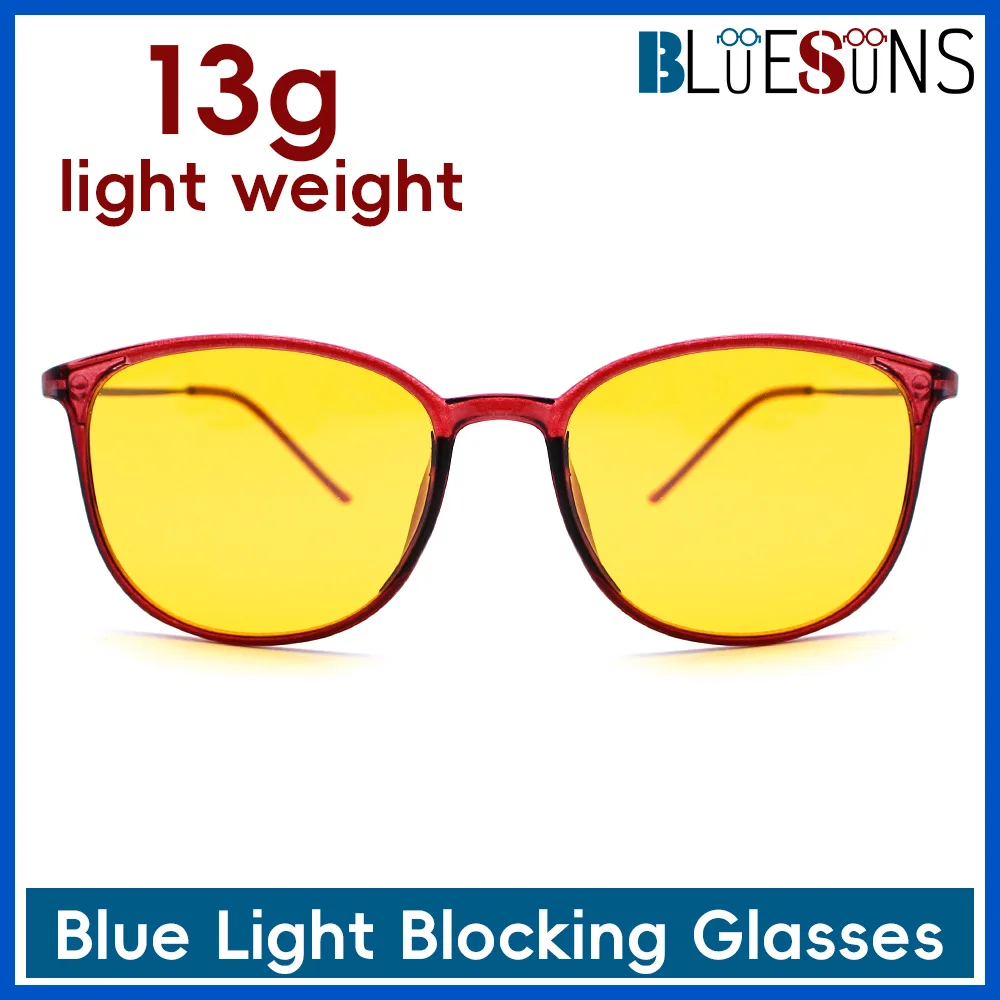 เลนส์สีเหลืองน้ำหนักเบาเป็นพิเศษแว่นตาป้องกันแสงสีฟ้าวัสดุ TR สำหรับการดูแลดวงตาและการเพิ่มความคมชัด