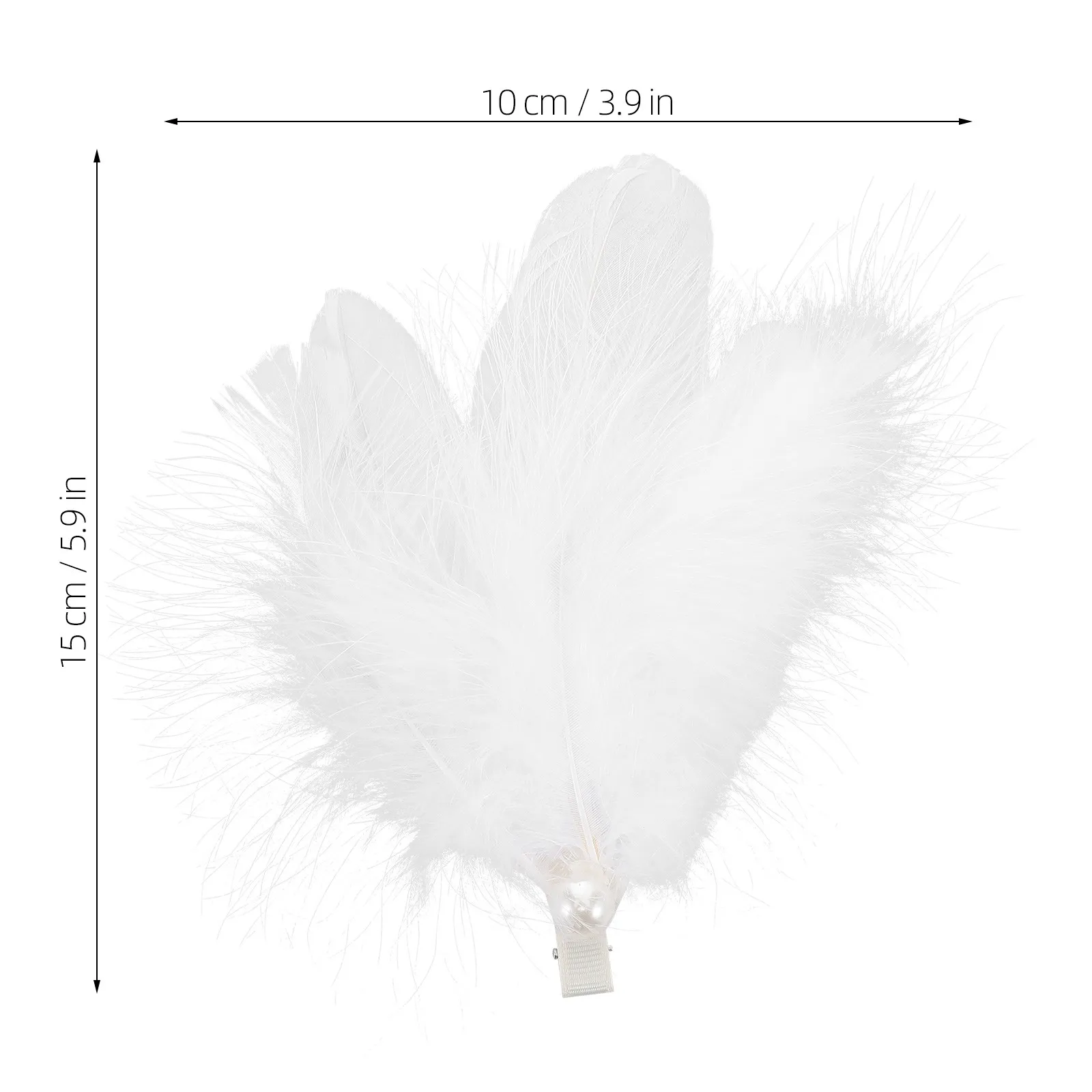 Angel Wings Ballet Headpiece Swan Plume Hair Clip Bridal Party Dance Costume Small Pearls Decorative Accessory