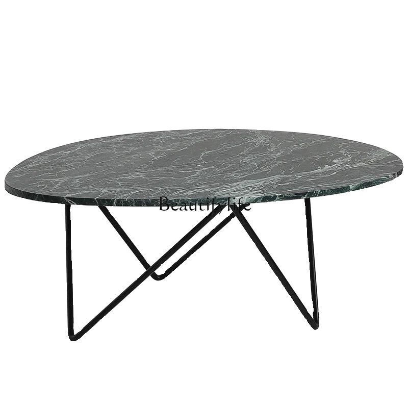 

Light Luxury Natural Marble Coffee Table Oval Simple Creative Tea Table Irregular Shape