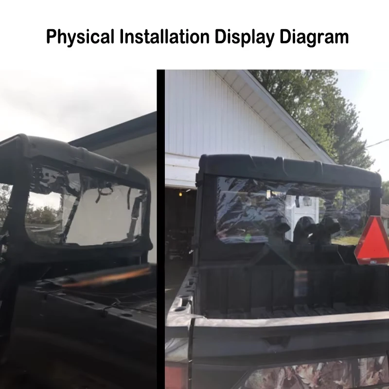 Soft Mesh Shade Net UTV Rear Windshield Windscreen Clear 600D+PVC Compatible With Polaris Ranger XP 1000 / Crew 2017 2018 2019
