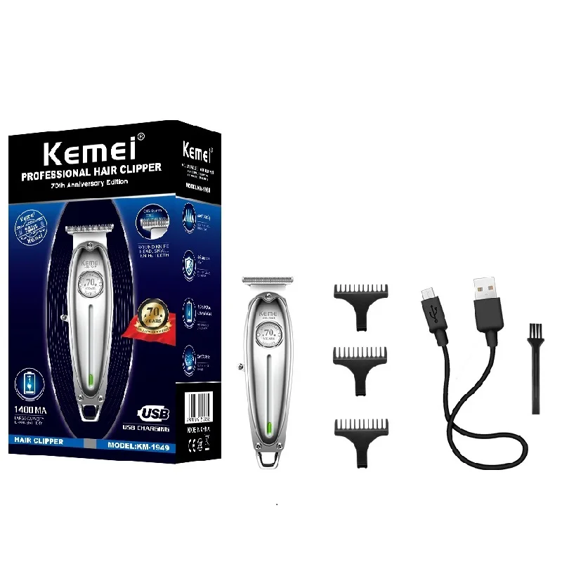 Kemei Rechargeable Haircut Barber Scissors Trimmer Hair Cutter Men Clipping Machine Hair Clipper KM-1949