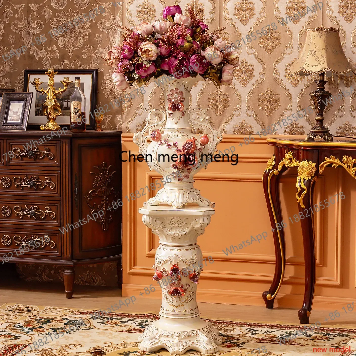 N138Luxury European style, ceramic, living room floor-to-ceiling extra-large vase high large entrance decoration ornament
