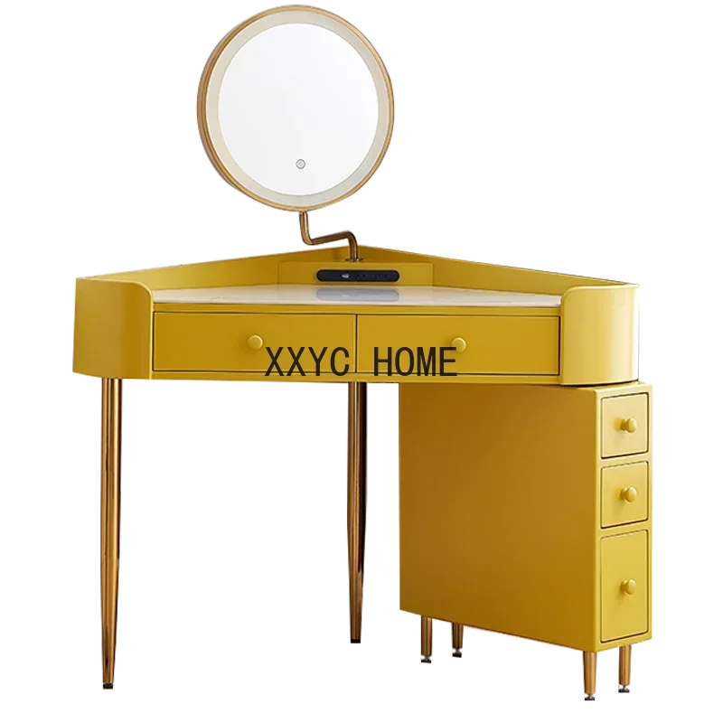 Dressoir Licht Luxe Stenen Plaat Make-Up Tafel Moderne Minimalistische Slaapkamer Met Licht Driehoek Dressoir