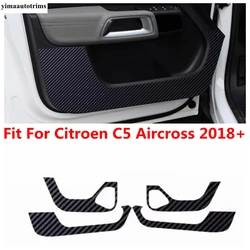 Car Door Anti Kick Pad Protection Film Protector Carbon Fiber Look Stickers Trim Accessories For Citroen C5 Aircross 2018 - 2024