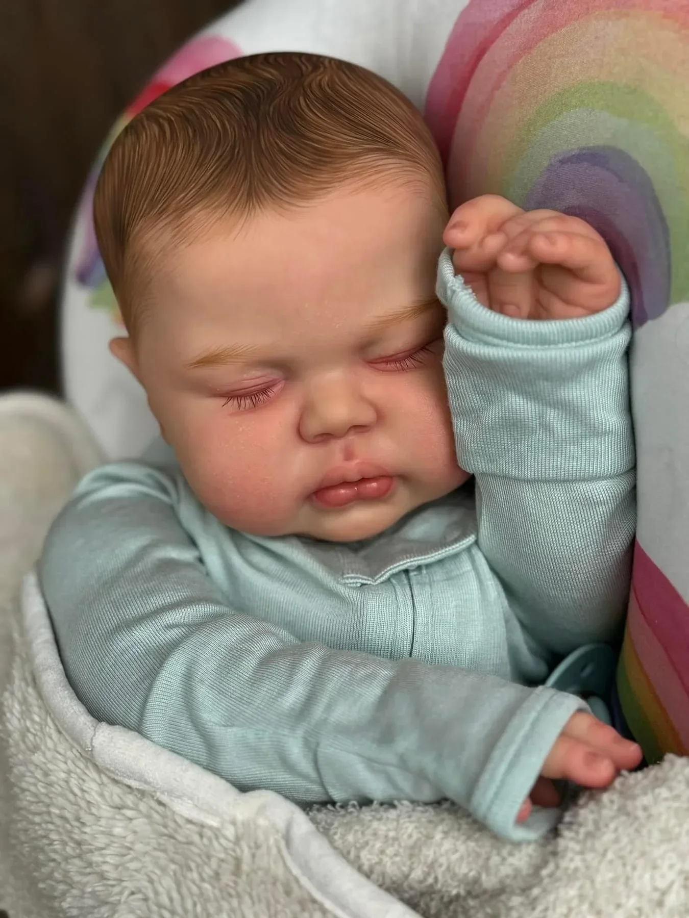 

24INCH Pickle in Soft Cloth Body Reborn Toddler Baby Doll Hand painted Hair 3D Skin with Visible Veins Real Looking Baby Dolls