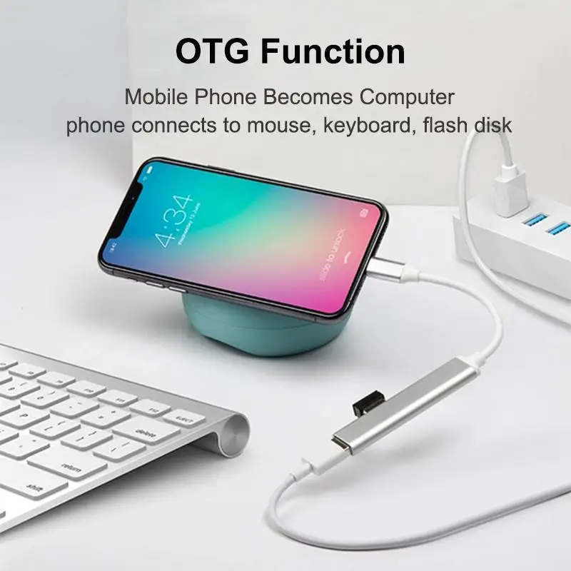 

USB C Hub 4 Multi-Port USB Type-C Hub With USB2.0 USB3.0 OTG Function USB Splitter Adapter Compatible For Win7/8/10