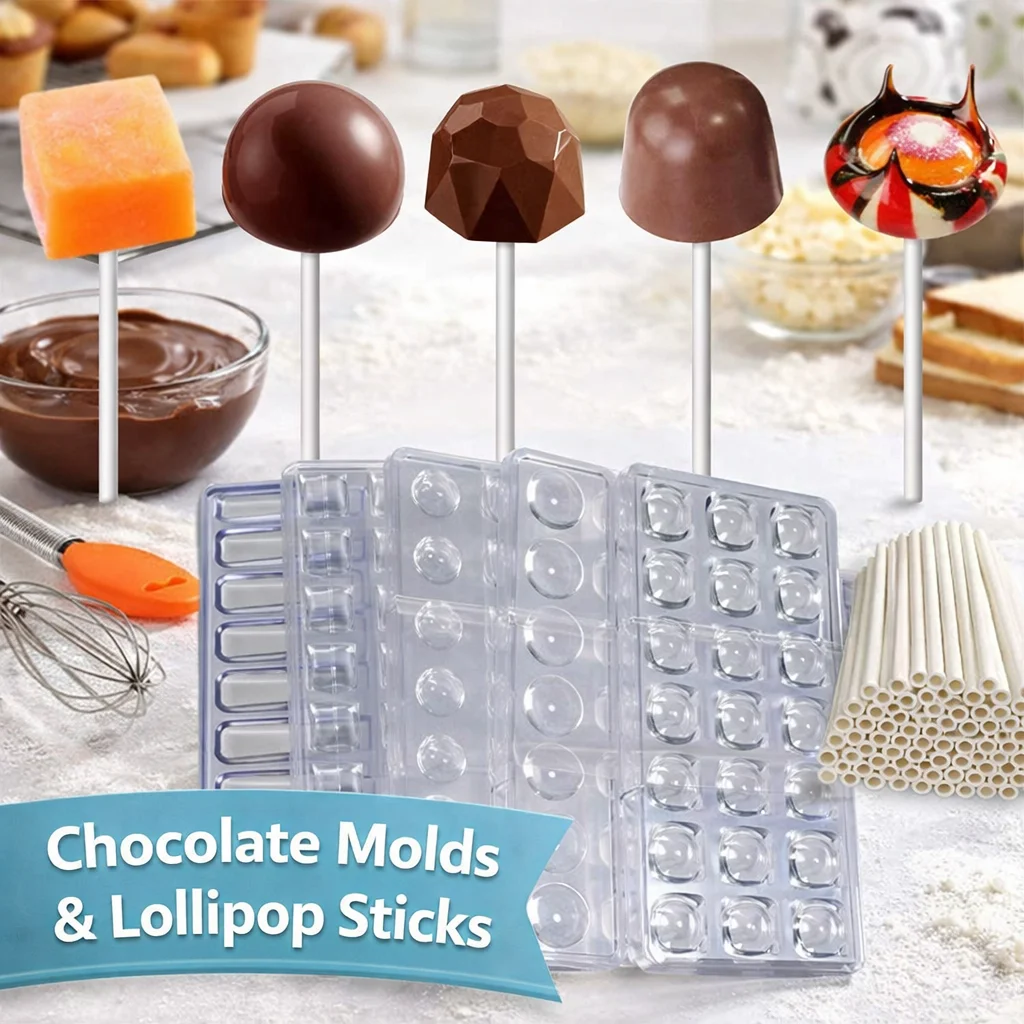 1 Set Chocolate Molds with 100Pcs Sticks, Home Kitchen Bakin