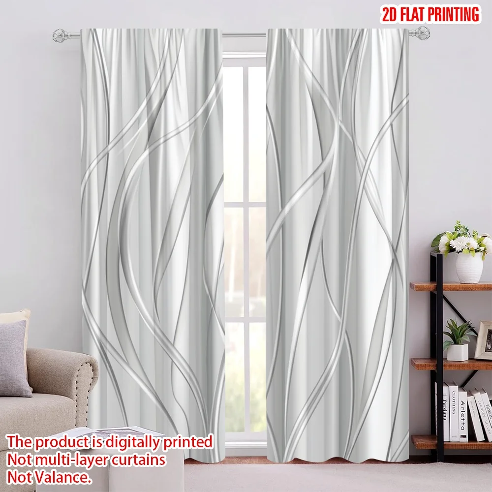 2pcs Clearance Sale Curtains cloth Striped Durable 100% Polyester Fabric,Without Electricity Family Party Decoration Suitable