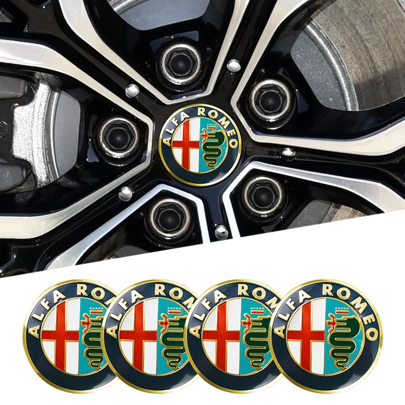 4pcs 56mm Car Wheel Center Hub Cap Stickers For Alfa Romeo 4C 159 Spider Giulietta Giulia GT Tonale Mito Car Styling Accessories