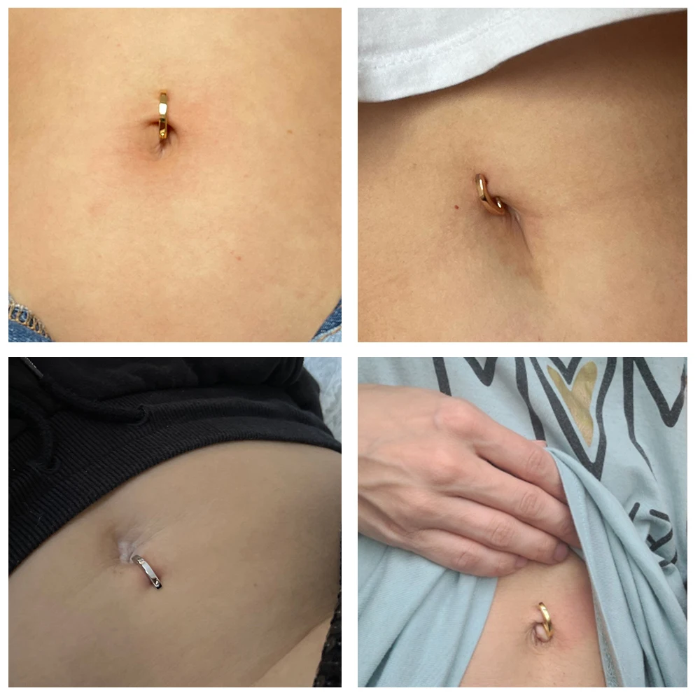 AOEDEJ 14/16G 1PC kolczyk do pępka ze stali nierdzewnej proste pępka Piercing Clicker złoty kolor brzana Piercing ciała biżuteria