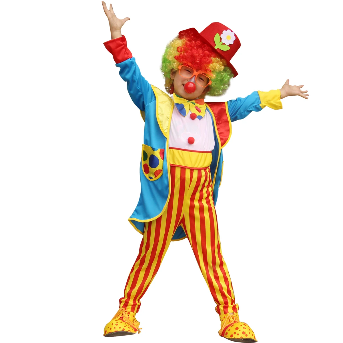 Halloween Kids Clown Clothes Set Boys Girls Carnival Party Joker Jumpsuit Circus Cosplay Performance Costume 2-12 Years