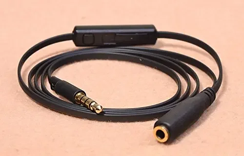 Vmota-Cabo de áudio com controle remoto em linha, microfone, controle de volume universal para Apple,Android 1.0 M, linha estendida, preto, 3,5mm