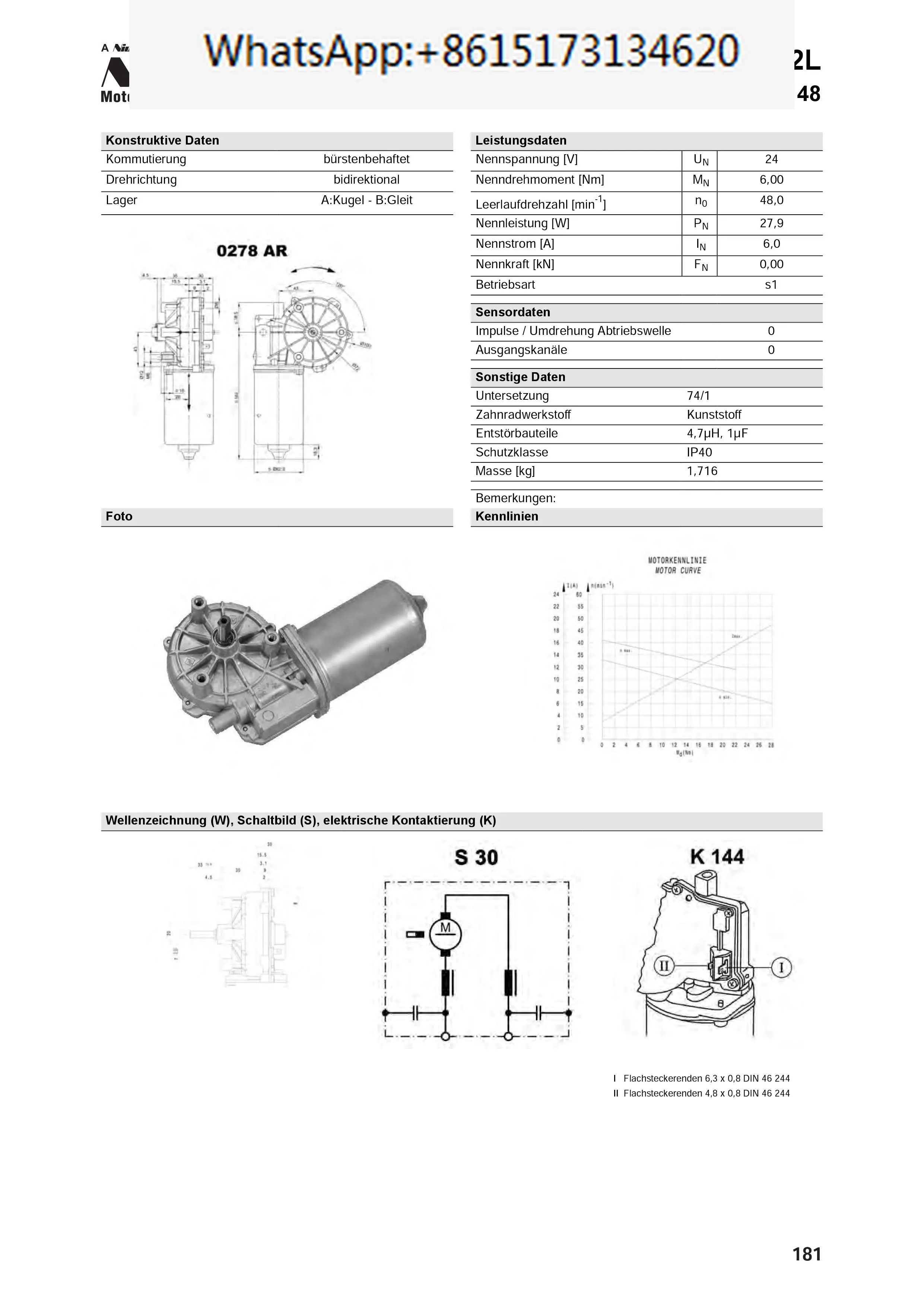 404.148 18V motor Nidec Valeo 403.958 24V