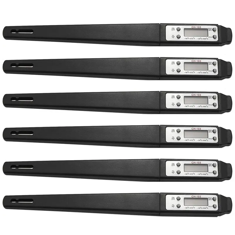 hlzs-6x-調理用食品温度計-デジタルインスタント読み取り肉用温度計-バーベキュー温度計-高精度-ブラック