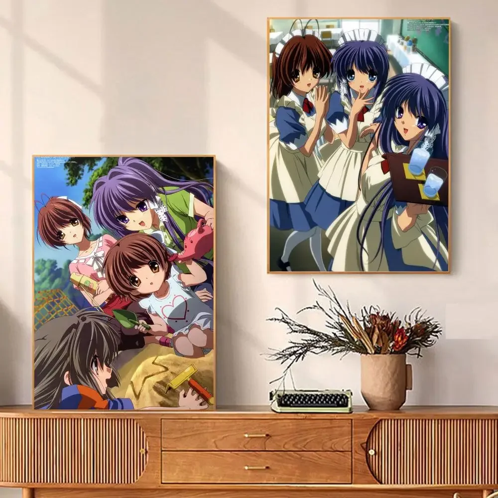 Anime CLANNAD Poster Self-adhesive Art Poster Retro Kraft Paper Sticker DIY Room Bar Cafe Vintage Decorative Painting