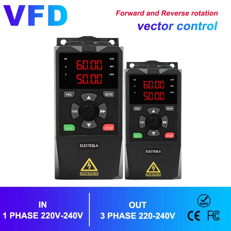 Mini VFD 220V AC Drive Three Phase Frequency Inverter 220V 0.75KW  Frequency Converter