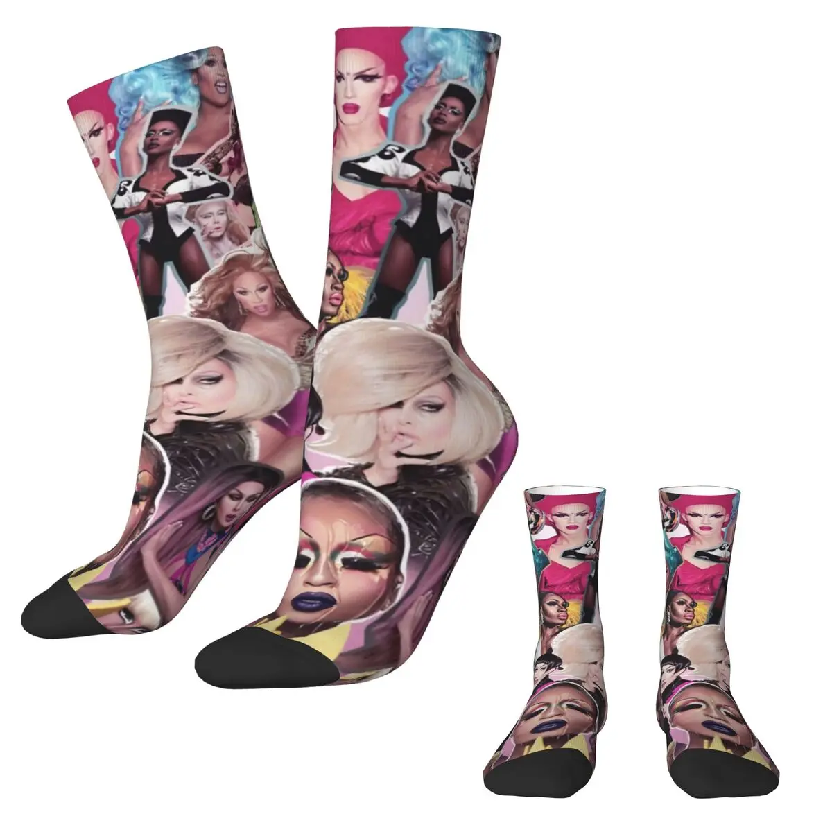 Drag Queen Collage Stockings Couple Funny Meme Socks Soft Breathable Kawaii Socks Winter Climbing Anti Sweat Design Socks Gift