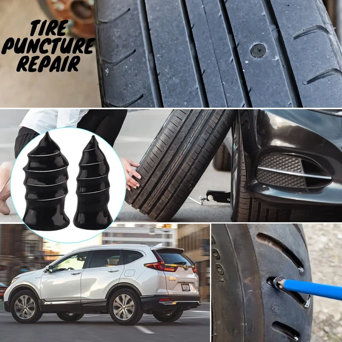 Car Tires Nails Spikes Car Flat Tubeless Tire Repair Kit Truck Scooter Rubber  Motorcycle Anti-puncture kit Screw Film Nail