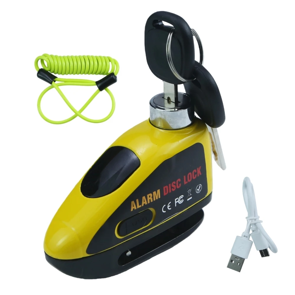 

Motorcycle Rechargeable 120dB Alarm Disc Lock Anti-Theft Security Wheel Disc Padlock With 1.5M Cable For Dirt Bike Scooter