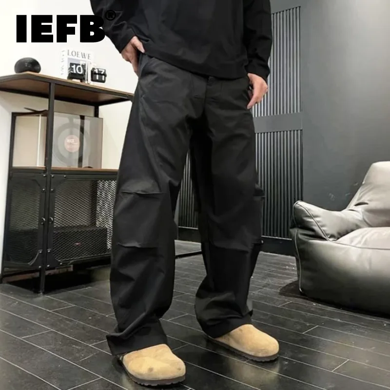 IEFB 2024 Autumn New Men's Casual Pants American High Street Niche Versatile Loose Wide Leg Pleated Design Trousers 9C8583