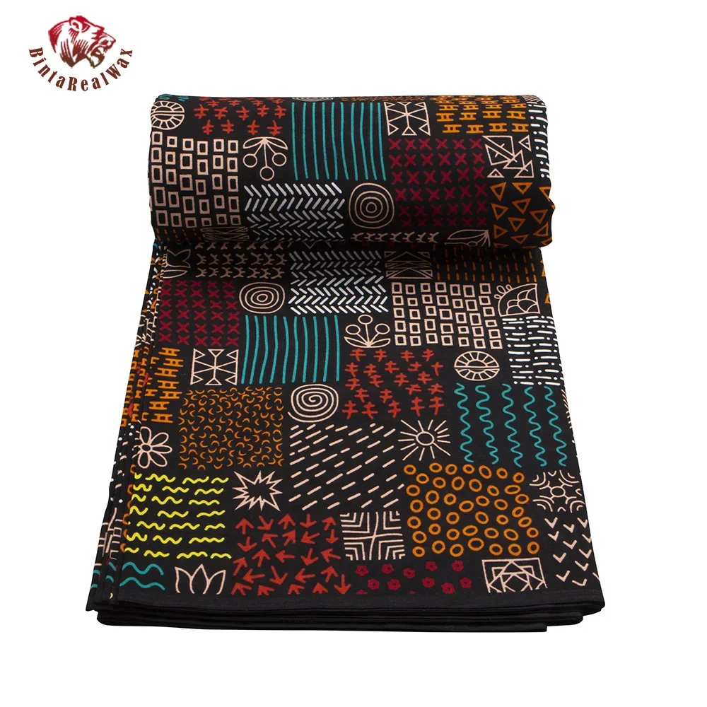 Wosk tkanina ankara druk prawdziwym woskiem bawełna 100% nowy wzór tissus wosk africain patchwork tkanina na sukienkę 6 jardów 24 fs1523