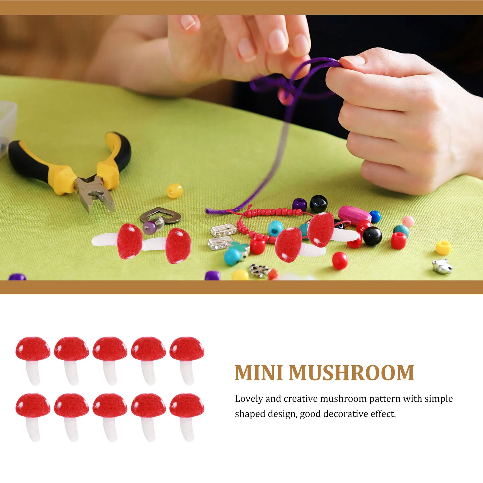 

10Pcs DIY Mushroom Decoration Creative Accessory Small Adorn Home Decor Wool Felt Craft Mini Mushroom Craft Accessory