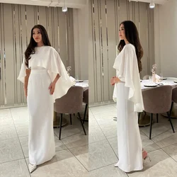 White Draped Maxi Dress With Cape Sleeves Formal Occasion Dresses Floor-Length Zipper Up Women'S Evening Dresses Wedding