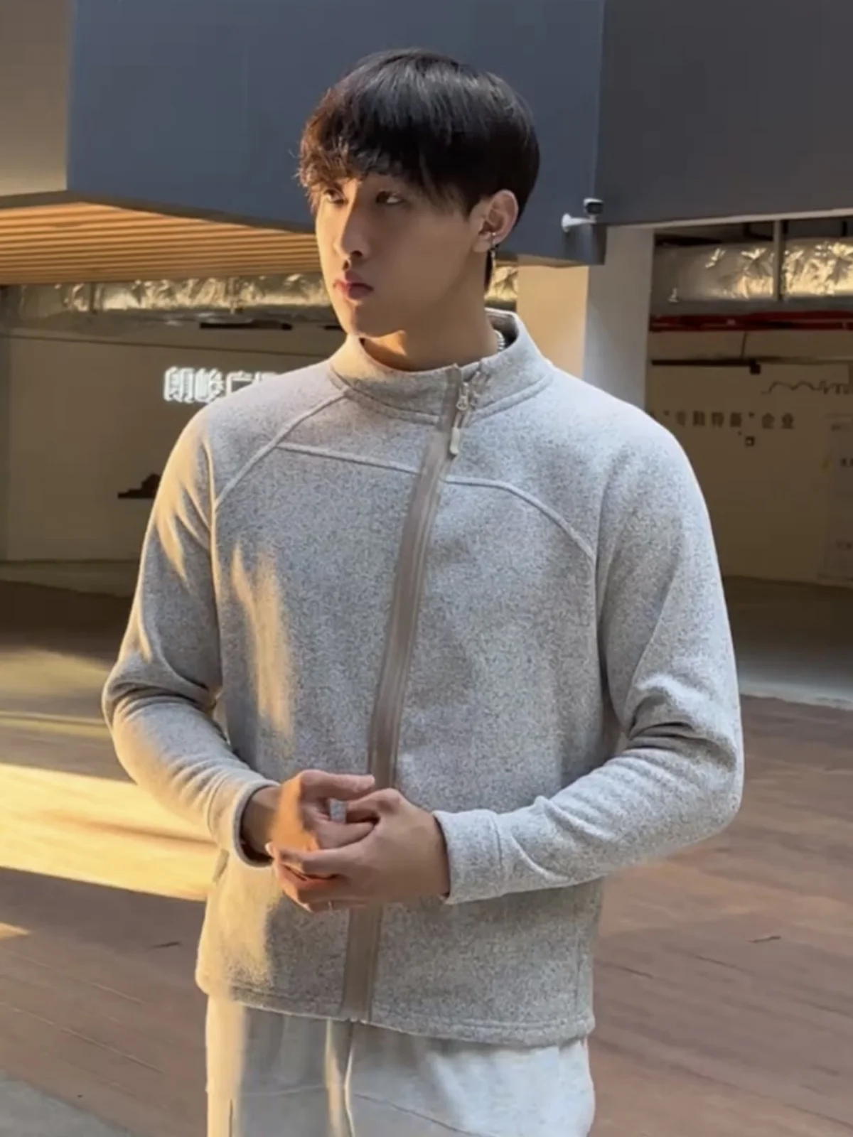 

Autumn Winter Double-Sided Fce Stand Collar Jaet Men's Casual Outdoor Warmth Conservation Faionable Versatile Coat