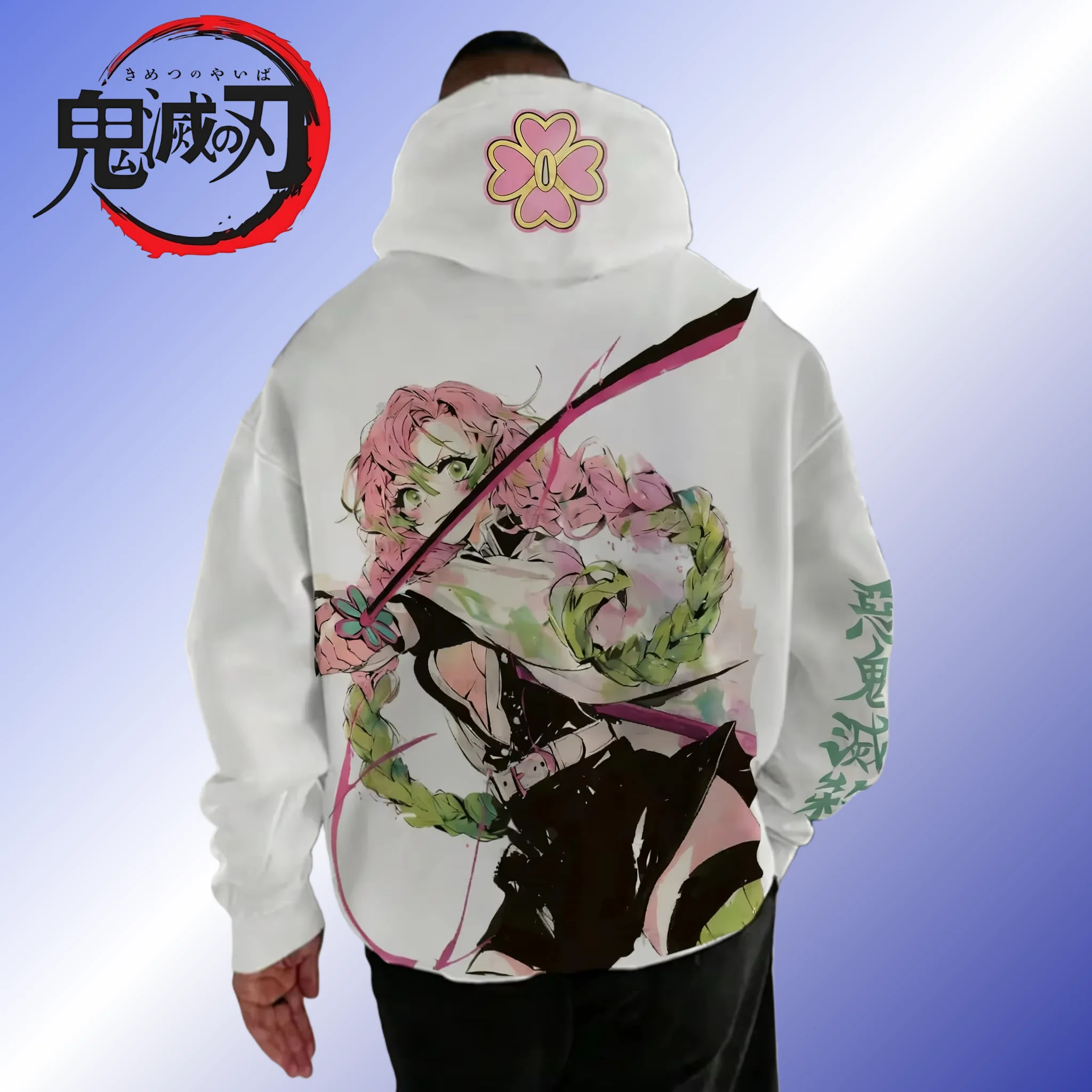 Autumn_Winter New Demon Slayer Anime Men's Zipper Hoodie Collection Kanroji Mitsuri Printed Casual Loose Sports Sweater Top