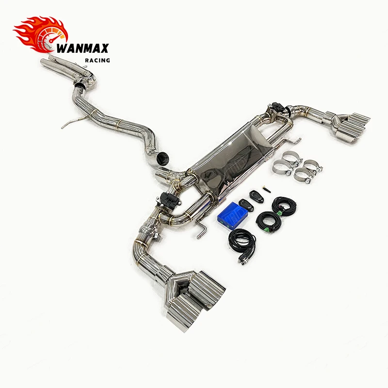 Style Quad Polished Tailpipes for 2016-2019  Q7 3.0T V6, Electronic Valve Exhaust System, In Stock Fast Shipping view 2