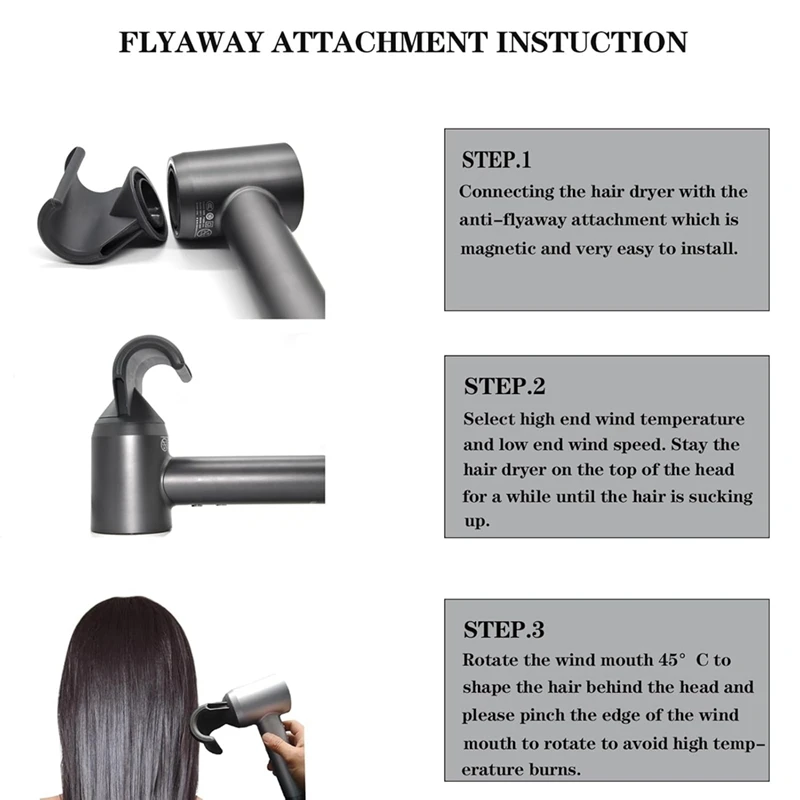 Anti-Flight Flyaway Attachment Nozzle For Laifen LF03 Hair Dryer/Swift SE Hair Smoothing Dryer Styling Tool