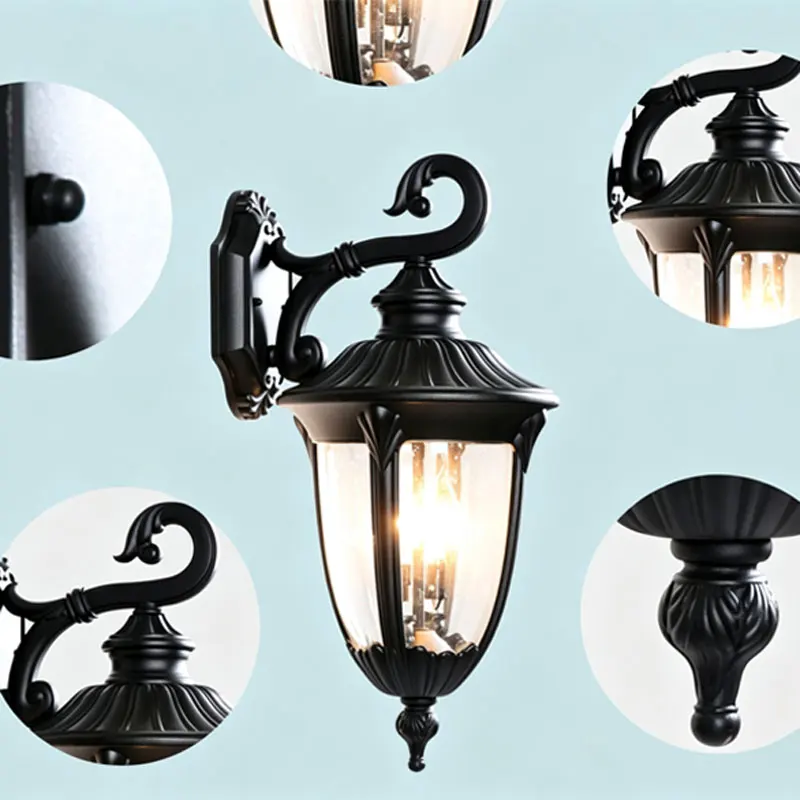 New Outdoor Waterproof Wall Lamp Courtyard Villa Exterior Wall Entrance American Retro Wall Landscape Die Cast Aluminum