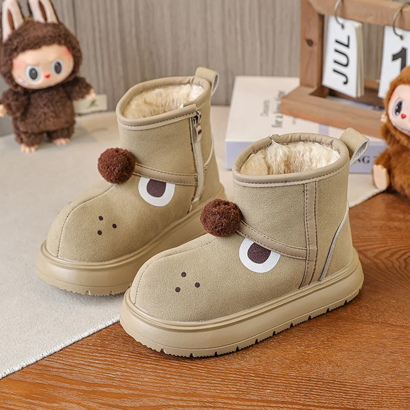 بوتاس موهير موضة أحذية الفتيات لطيف 2025 شتاء جديد للأطفال أحذية الثلوج الراحة عدم الانزلاق الفتيات حذاء من الجلد Zapatos De Mujer