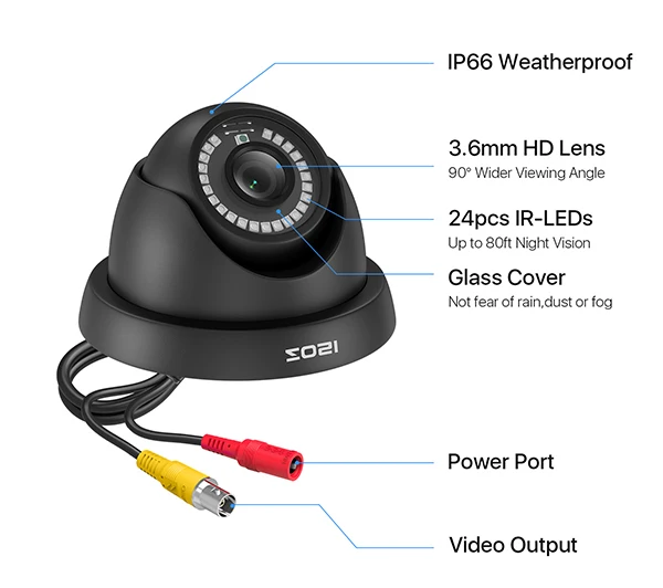 ZOSI 1080p Security Camera 80ft Night Vision AHD / TVI / CVI/CVBS Waterproof for Outdoor Video Surveillance Camera