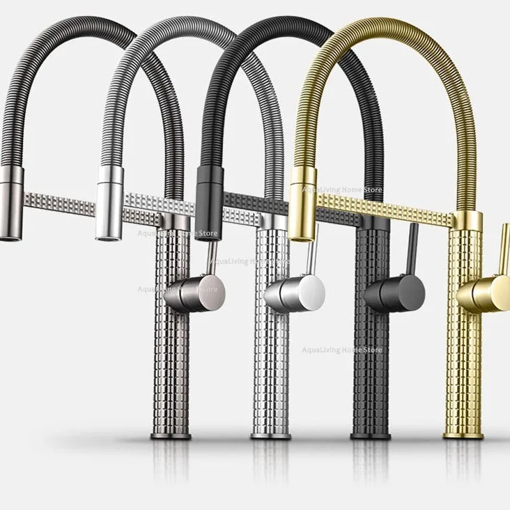Exquisitely Carved Basin Faucets Pull-out Rotating Kitchen Single-handle Basin Faucets Telescopic Home Improvement Robinet