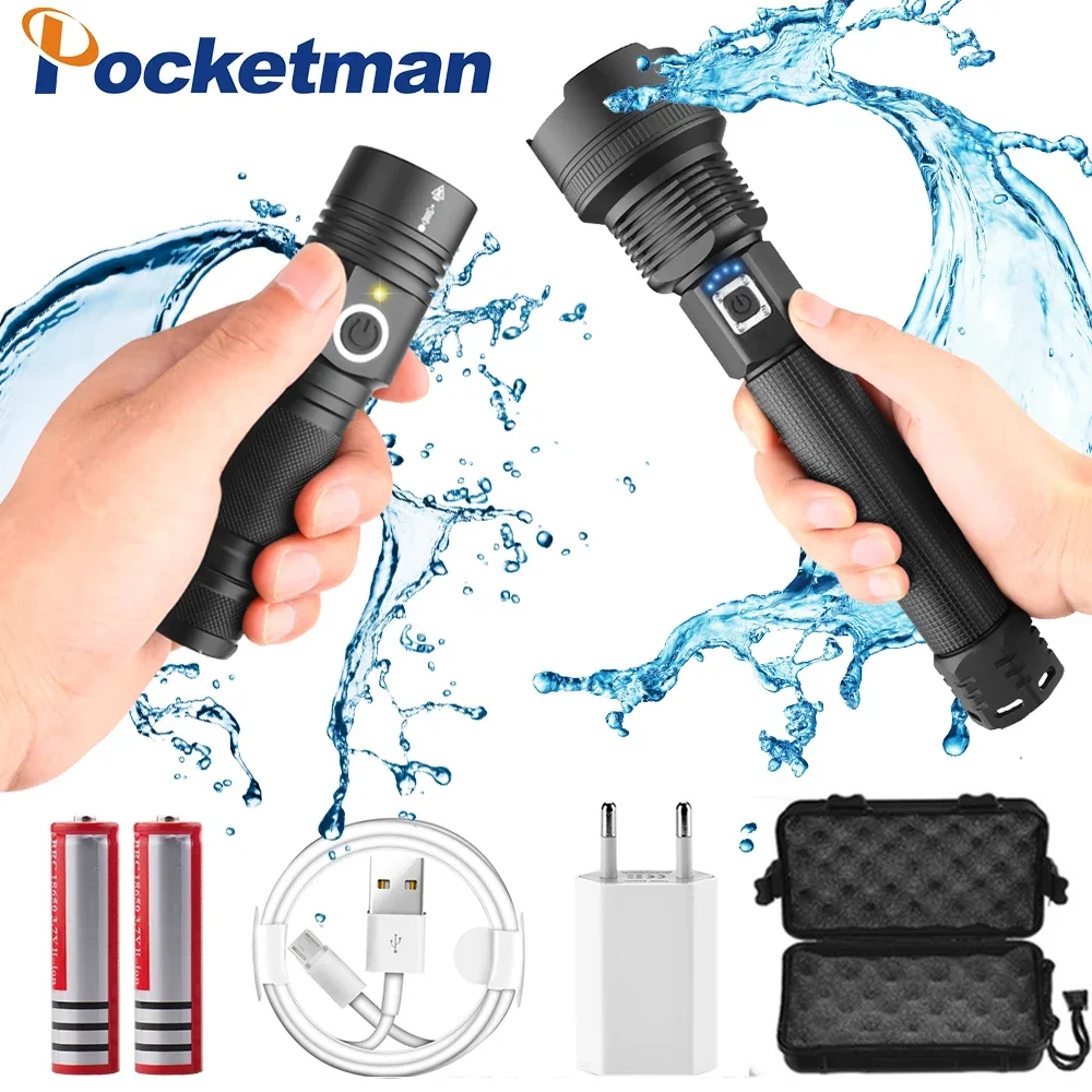 7000LM Powerful LED Flashlight XHP70.2 Rechargeable Torch XHP50 USB Zoom Lantern XHP70 Hunting Lamp Fishing Use 18650