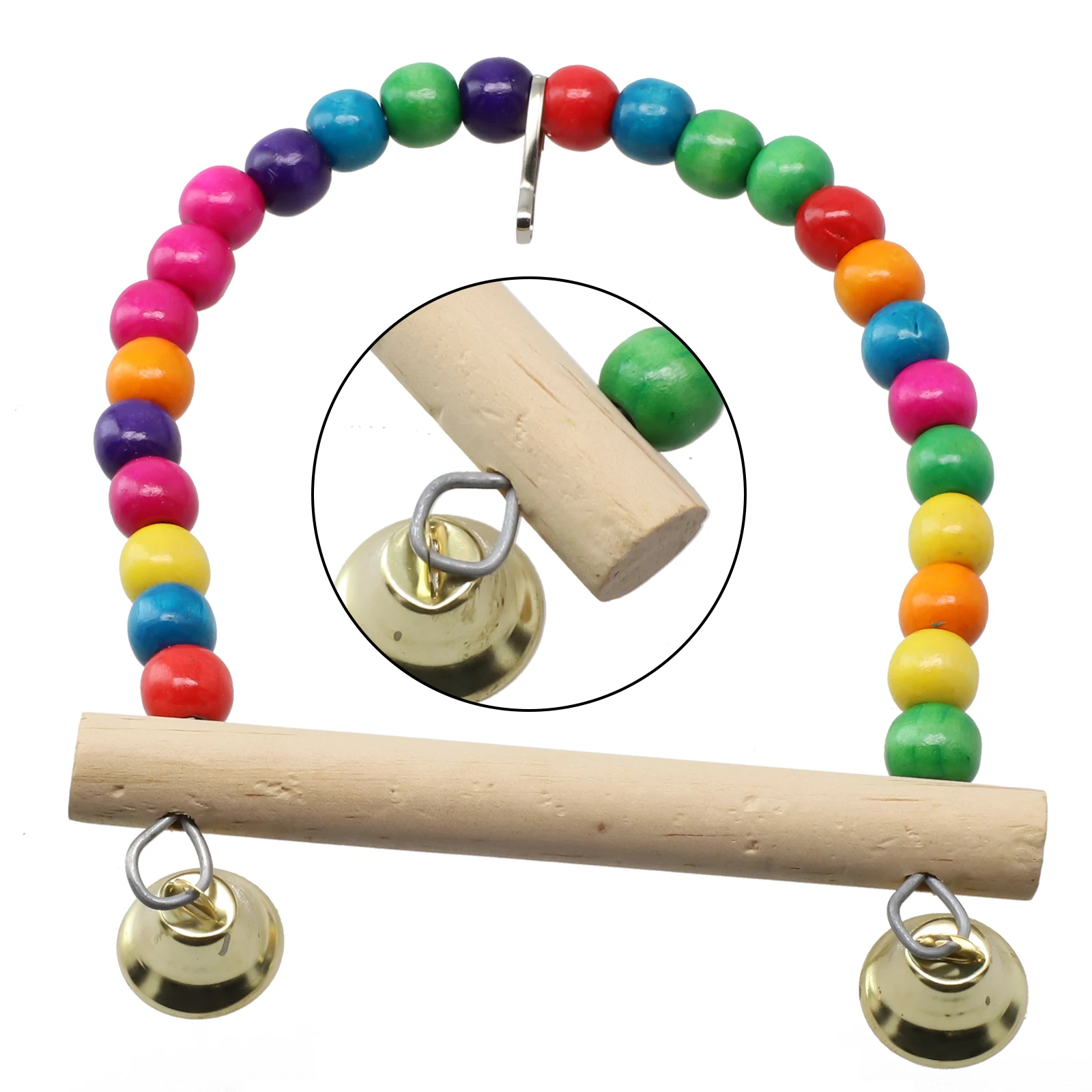 1pc Bird Cage Toys For Parrots Wood Birds Swing Chewable Bite Bridge Wooden- Beads Shape Parrot Toy Bird Toys Pet Supplies