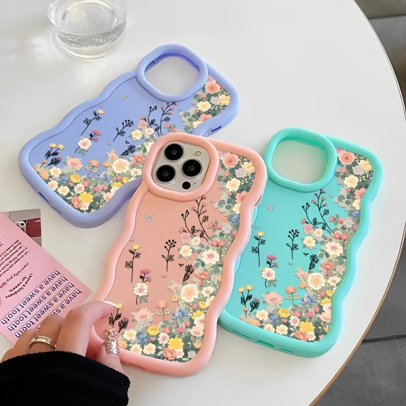Funda para Teléfono con Diseño de Flores para iPhone 17 Air 16E 16 15 14 11 Pro Max Plus 8 7 Xs X XR, Color Caramelo, Antigolpes, Suave