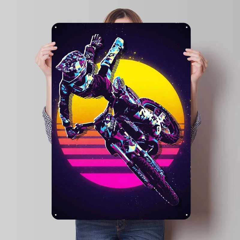 Motorcross Tinplate Sign Sports Poster Garage Decoration Metal Sign Plaque for Wall Art Decoration Man Cave Retro Bathroom Decor